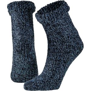 Wollen huis sokken anti-slip voor kinderen navy maat 31-34 - Slofsokken jongens/meisjes