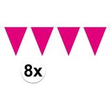 8x vlaggenlijn / slinger magenta roze 10 meter - totaal 80 meter - slingers