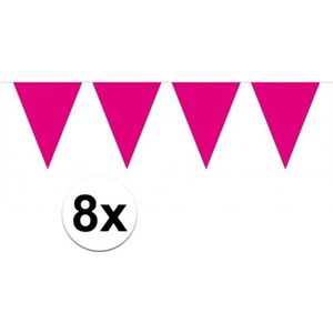 8x vlaggenlijn / slinger magenta roze 10 meter - totaal 80 meter - slingers