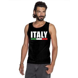 Zwart Italy supporter mouwloos shirt heren - Italie singlet shirt/ tanktop