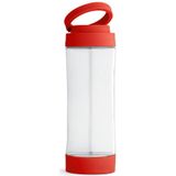 4x Stuks glazen waterfles/drinkfles met rode kunststof schroefdop en smartphone houder 390 ml - Sportfles - Bidon