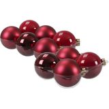 20x stuks glazen kerstballen rood/donkerrood 8 en 10 cm mat/glans - Kerstversiering/kerstboomversiering