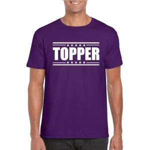 Toppers in concert Topper verkleed/ cadeau shirt paars met witte letters heren