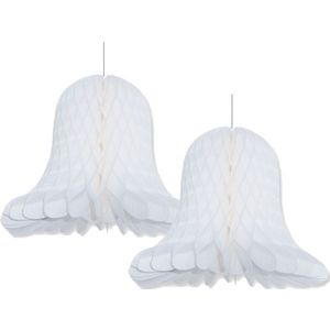 Bellatio Decorations - 2x Witte kerstklokken 30 cm - Bruiloft/kerst