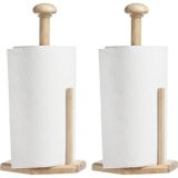 2x Keukenrollen houders van hout 32 cm - Rollenhouders keuken accessoires - Keukenpapier houder