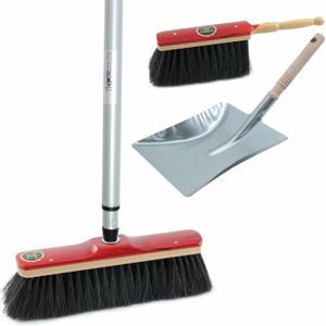 Novaliv Straatbezemset, 50 cm, bezem handbezem en schep, telescoopsteel, elaston rood, met steel uittrekbaar, industriële bezem, bezem, tuinbezem, binnenbezem Novaliv Straatbezemset, 50 cm, bezem handbezem en schep, telescoopsteel, elaston rood, met steel uittrekbaar, industriële bezem, bezem, tuinbezem, binnenbezem