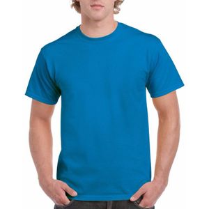 Set van 3x stuks saffierblauw of turquoise katoenen shirt voor heren - voordelige kwaliteits t-shirts, maat: 2XL (44/56)