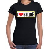 I love Belgie landen t-shirt zwart dames - Belgie landen shirt / kleding - EK / WK / Olympische spelen outfit