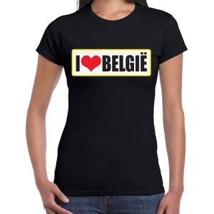 I love Belgie landen t-shirt zwart dames - Belgie landen shirt / kleding - EK / WK / Olympische spelen outfit