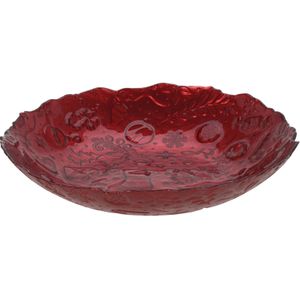 Kerstdecoratie schaal/fruitschaal - D30 cm - rood - glas - rond