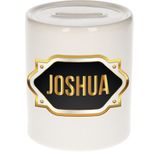 Joshua naam cadeau spaarpot met gouden embleem - kado verjaardag/ vaderdag/ pensioen/ geslaagd/ bedankt