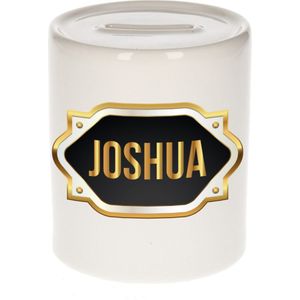 Joshua naam cadeau spaarpot met gouden embleem - kado verjaardag/ vaderdag/ pensioen/ geslaagd/ bedankt