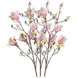 3x Roze kunst Magnolia tak 105 cm - Kunstbloemen