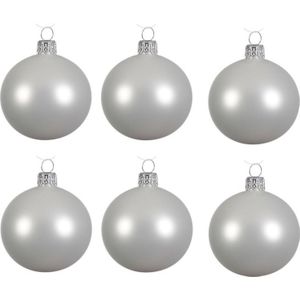 24x Winter witte glazen kerstballen 6 cm - Mat/matte - Kerstboomversiering winter wit