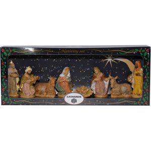 Kerststal beelden / figuren - 8x stuks - 10 cm - in doos 39 x 16 cm