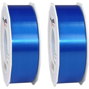 3x XL Hobby/decoratie blauwe kunststof sierlinten 4 cm/40 mm x 91 meter- Luxe kwaliteit - Cadeaulint kunststof lint/ribbon