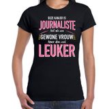Gewone vrouw / journaliste cadeau t-shirt zwart voor dames - beroepenshirt - kado shirt - journalist bedankt / verjaardag / collega