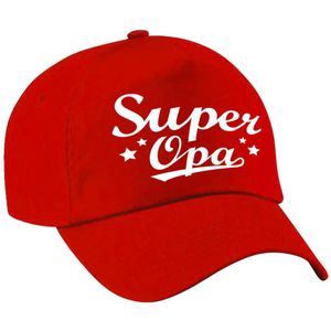 Super opa cadeau pet / baseball cap rood voor heren -  kado voor opa