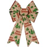 2x stuks kerstboomversieringen grote ornament strikjes/strikken creme/rood print 22 x 38 cm - Met ophanging