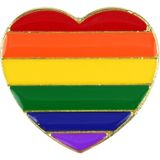 5x Regenboog gay pride kleuren metalen hartje pin/broche/badge 3 cm - Regenboogvlag LHBT accessoires