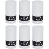 6x Witte rustieke cilinderkaarsen/stompkaarsen 7 x 13 cm 60 branduren - Geurloze kaarsen - Woondecoraties