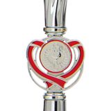 Trofee/prijs beker - rood accent - zilver - kunststof - 32 x 10 cm - sportprijs