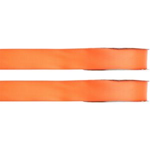 2x Hobby/decoratie oranje satijnen sierlinten 1 cm/10 mm x 25 meter - Cadeaulint satijnlint/ribbon - Striklint linten oranje