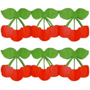 3x stuks kersen fruit thema party slinger van papier 3 meter - Decoratie/versieringen