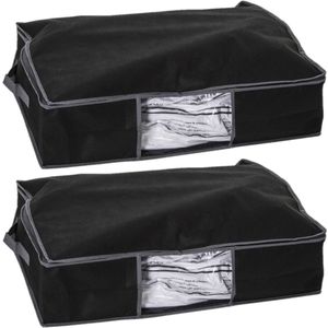 2x Stuks dekbed/kussen opberghoes zwart met vacuumzak 60 x 45 x 15 cm - Dekbedhoes - Beschermhoes