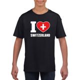 Zwart I love Switzerland / Zwitserland supporter shirt kinderen - Zwitsers shirt jongens en meisjes