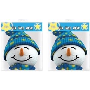 2x Sneeuwpop maskers - Sneeuwpoppen maskers voor kinderen