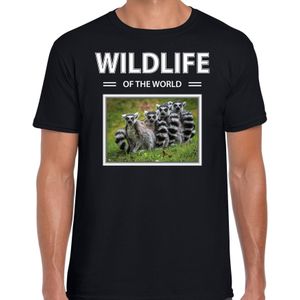 Dieren foto t-shirt Ringstaart maki - zwart - heren - wildlife of the world - cadeau shirt apen liefhebber
