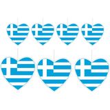 7-delige hou van griekenland versiering set hartjes van 14 cm en 28 cm - Landen vlaggen feestartikelen