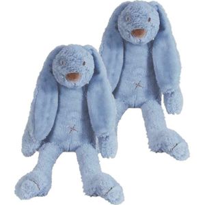 2x Stuks Happy Horse Donkerblauw Pluche Konijn Knuffel Richie 28 cm