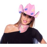 Roze kartonnen cowboyhoed met lippen/kusjes voor dames