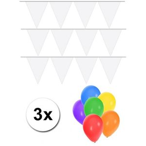 Pakket 3x vlaggenlijn XL wit incl gratis ballonnen