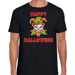Happy Halloween groene horror joker verkleed t-shirt zwart voor heren - horror joker shirt / kleding / kostuum / horror outfit