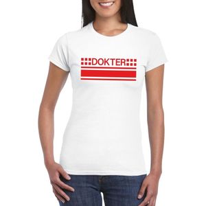 Dokter logo wit shirt voor dames - Hulpdiensten verkleedkleding