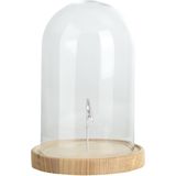 Esschert Design stolp - glas - houten bruin plateau - D20,5 x H31 cm