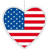 6-delige hou van USA/Amerika versiering set hartjes van 14 cm en 28 cm en grote USA thema hanger - vlaggen decoraties