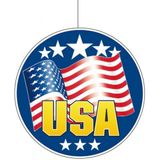 6-delige hou van USA/Amerika versiering set hartjes van 14 cm en 28 cm en grote USA thema hanger - vlaggen decoraties