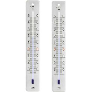 Set van 2x kunststof thermometer voor binnen en buiten 28 cm