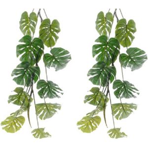 Everlands Monstera/gatenplant kunstplant slinger - 3x - 180 cm - groen