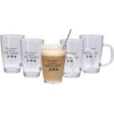 Set van 6x latte Macchiato glazen inclusief lepels 300 ml - Koffie glazen - Cappuccino glazen