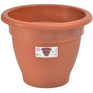 Terra cotta kleur ronde plantenpot/bloempot kunststof diameter 30 cm - Plantenbakken/bloembakken voor buiten
