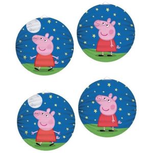 4x Peppa Pig thema lampion rond 25 cm - thema feest lampion/lantaarn voor kinderfeestje/verjaardag