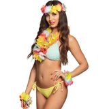 Boland Hawaii krans/slinger set - 4x - Tropische/zomerse kleuren mix - Hoofd/polsen/hals slingers