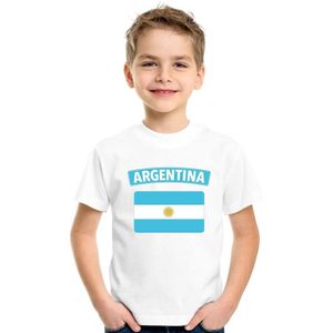 Argentinie t-shirt met Argentijnse vlag wit kinderen