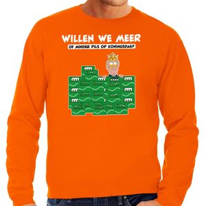 Bellatio Decorations Koningsdag sweater heren - meer of minder - bier/pils - oranje - feestkleding