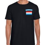 Luxembourg t-shirt met vlag zwart op borst voor heren - Luxemburg landen shirt - supporter kleding